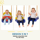 Altalena per Bambini da Giardino 3 in 1 con Corde Regolabili 42x33x120-180 cm in PP e PE Blu      