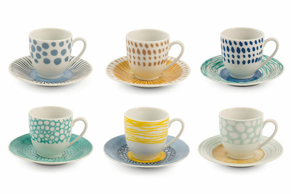 Set 6 Tazzine Caffè con Piattino in Porcellana Villa d'Este Home Tivoli Marea sconto
