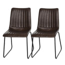 Set 2 Sedie Imbottite in Similpelle  Marrone Scuro