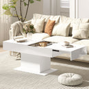 Tavolino da Caffè Estensibile 108-178.5x53x49 cm con Vano Contenitore Moderno Bianco Lucido      