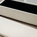 Panca Fondo Letto 112x42x40 cm con Spazio Contenitore da 84L in Tessuto Effetto Velluto a Coste e Acciaio Beige      