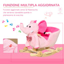 Cavallo a Dondolo per Bambini in Legno e Peluche Elefante Rosa    