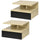 Set di 2 Comodini Sospesi Moderni con Cassetto e Mensola Superiore 35x32x22,5 cm  Rovere e Nero