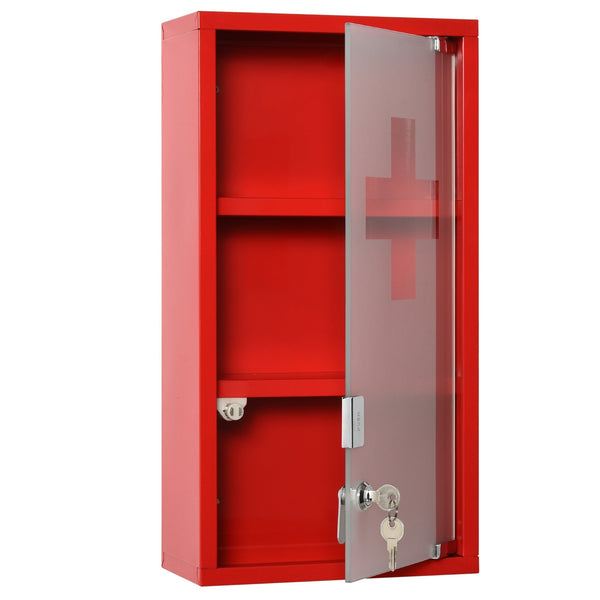 prezzo Armadietto per Medicinali 25x12x48 cm 3 Ripiani in Acciaio e Vetro Rosso