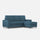 Divano 3 Posti con Pouf 208x155x85 cm Sakar in Tessuto Avio