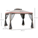 Gazebo da Giardino Pieghevole con Zanzariera 2,94x2,94m in Metallo e Tessuto Talpa