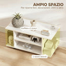 Mobile Porta TV Moderno 80x40x40 cm con Ripiani Ruote Girevoli e Freni Bianco      