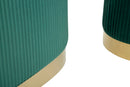 Panca con Contenitore e Sgabelli Shopy Verde Set 3 Pz 80x37x42 cm - Ø29x35 cm in Ferro e MDF e Spugna e Poliestere Verde e Oro      