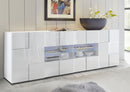 Madia Moderna 2 Ante 4 Cassetti Design a Scacchi Modello Dama 241x43x84 cm Bianco Lucido