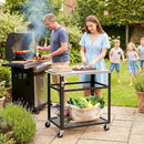 Carrello per Barbecue 82x55x79 cm con Piano 4 Ganci a S Maniglia e Apribottiglie in Acciaio Inox Nero      