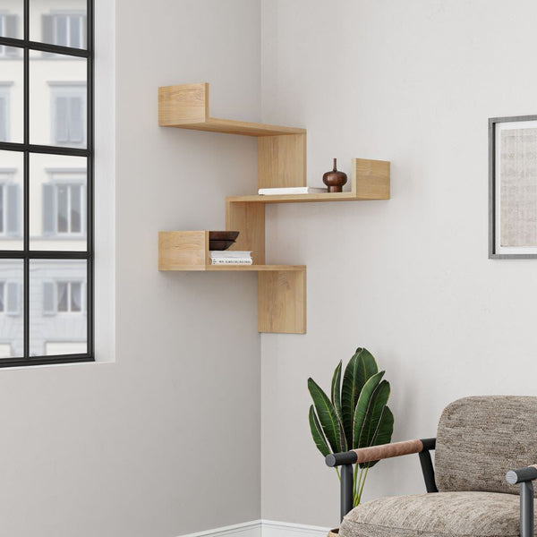Libreria Angolare 90x22x60 cm in MDF Luksa Rovere sconto