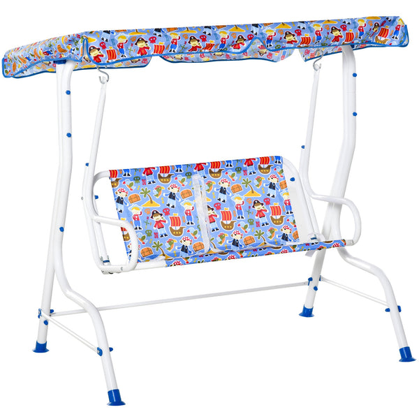 prezzo Dondolo 2 Posti per Bambini 110x70x110 cm in Metallo e Poliestere Blu