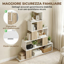 Libreria Moderna 120x22x131,5 cm a 5 Ripiani con Design a Gradini Bianco e Legno      