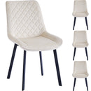 Set 4 Sedie da Pranzo Rivestimento Velluto Beige Sedia Ufficio Casa Ergonomica