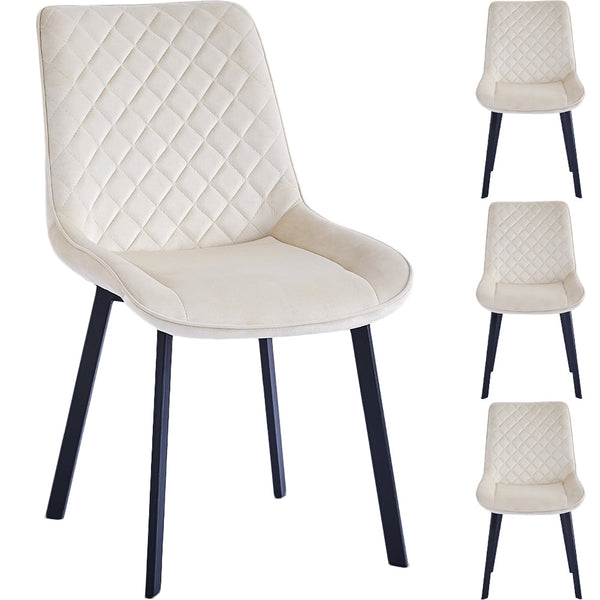 Set 4 Sedie da Pranzo Rivestimento Velluto Beige Sedia Ufficio Casa Ergonomica acquista