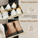 Mobile Portascarpe 80x26x 90 cm con 2 Cassetti a Ribalta e ripiani Nero e Legno Naturale      