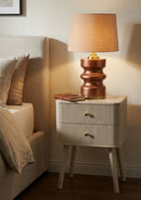 Comodino 2 Cassetti Shy 34x37,5x59 cm in Pino e MDF e Ferro      