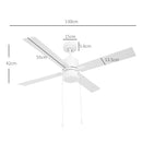 Ventilatore da Soffitto con Luce LED Ø130 cm 3 Velocità e Motore Reversibile Bianco e Legno