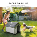 Casetta per Cani Piccoli e Mini da Esterno 62x61x60 cm Impermeabile in Plastica con Finestra Grigio      
