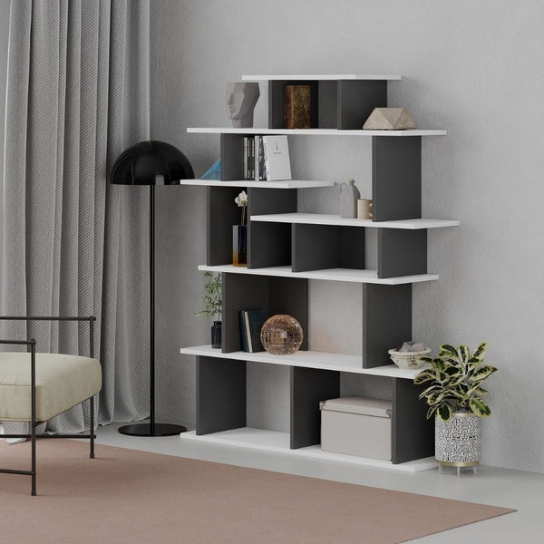 Libreria design 120x29,2x149 cm Apollon bianco antracite online