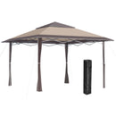 Gazebo da Giardino 3,96x3,96m in Metallo Cachi e Caffè