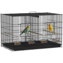 Gabbia per Uccelli 94x57x57 cm con Divisorio in Acciaio e PP Nero  