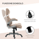 Sedia Operativa da Ufficio Reclinabile 68x76x109-117 cm Marrone Chiaro 