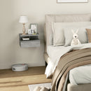 Set 2 Comodini Sospesi per Camera da Letto 35x32x22,5 cm con Cassetto in Legno Grigio  