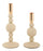 Porta Candele Aster Crema Set 2 Pz Ø10x25,5 cm - Ø10x20 cm in Ferro Crema e Oro