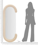 Specchio da Muro Chantal Velluto Crema 60x7x160 cm in MDF e Poliestere e Specchio Crema      