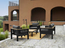 Set Salotto da Giardino Divano 2 Poltrone e Tavolino in Alluminio Idaho Antracite
