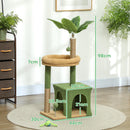 Albero Tiragraffi per Gatti con Casetta Lettino e Palline  44x30x98 cm Verde e Marrone  