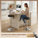 Set 2 Sgabelli da Bar Moderni Ø38,5x62-84 cm Regolabili in Pelle PU Spugna e Metallo Nero      