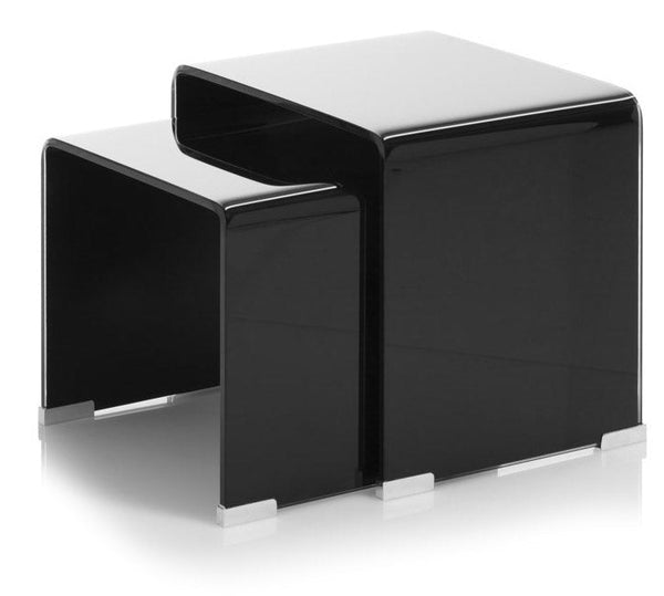 acquista Set 2 Tavolini 41x30x37 cm in Vetro Nero
