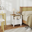 Comodino Moderno 45x38x50 cm con Cassetto e Ripiano in Legno Bianco e color Legno      