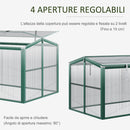 Serra da Giardino Tetto Regolabile 130x70x61 cm in Policarbonato e Alluminio Verde e Trasparente