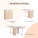 Tavolo Pieghevole Salvaspazio con 4 Scompartimenti Rovere e Bianco 169x62x75 cm 