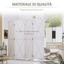 Paravento Separè 4 Ante per Interni 182x170 cm in Legno Bianco 