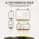 Set 4 Pezzi Mensole Flottanti Geometriche per Soggiorno in Metallo e MDF Nero      