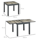 Tavolo da Giardino 80-160x80x75 cm Allungabile per 6 Persone in Plastica e Alluminio Beige      