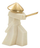Decorazione Samurai Toku Quarzy 34x12x30 cm in Resina e Metallo Bianco e Oro      