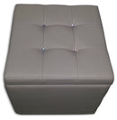 Cubo Pouf Contenitore in Similpelle e Cristalli Renier Tortora