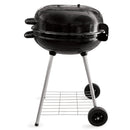 Barbecue a Carbone Carbonella Rotondo Ø57x90 cm con Ruote e Coperchio Struttura in Acciaio Nero      