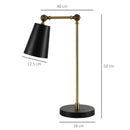 Lampada da Comodino Abat jour 40x18x70 cm in Metallo Oro e Nero