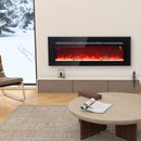 Camino Elettrico da Parete 1800W con Telecomando e Display LCD 127x15,8x45 cm Nero 