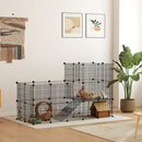 Recinto per Animali Modulabile e Multilivello 140x70x105 cm con 39 Pannelli in Acciaio e PP Nero   