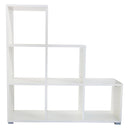 Libreria 6 Ripiani 104x33x109 cm a Forma di Piramide Bianca