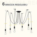 Lampadario a Soffitto Moderno a Sospensione 6 Luci E27 Ø34x16 cm  Nero