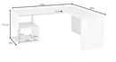 Scrivania Angolare 180/160x60x77,5cm cm Esse Bianco Lucido