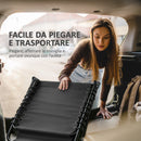 Sdraio da Giardino Pieghevole 185x58x30 cm con Schienale Reclinabile su 5 Posizioni e Cuscino in Tessuto a Rete e Acciaio Nero      